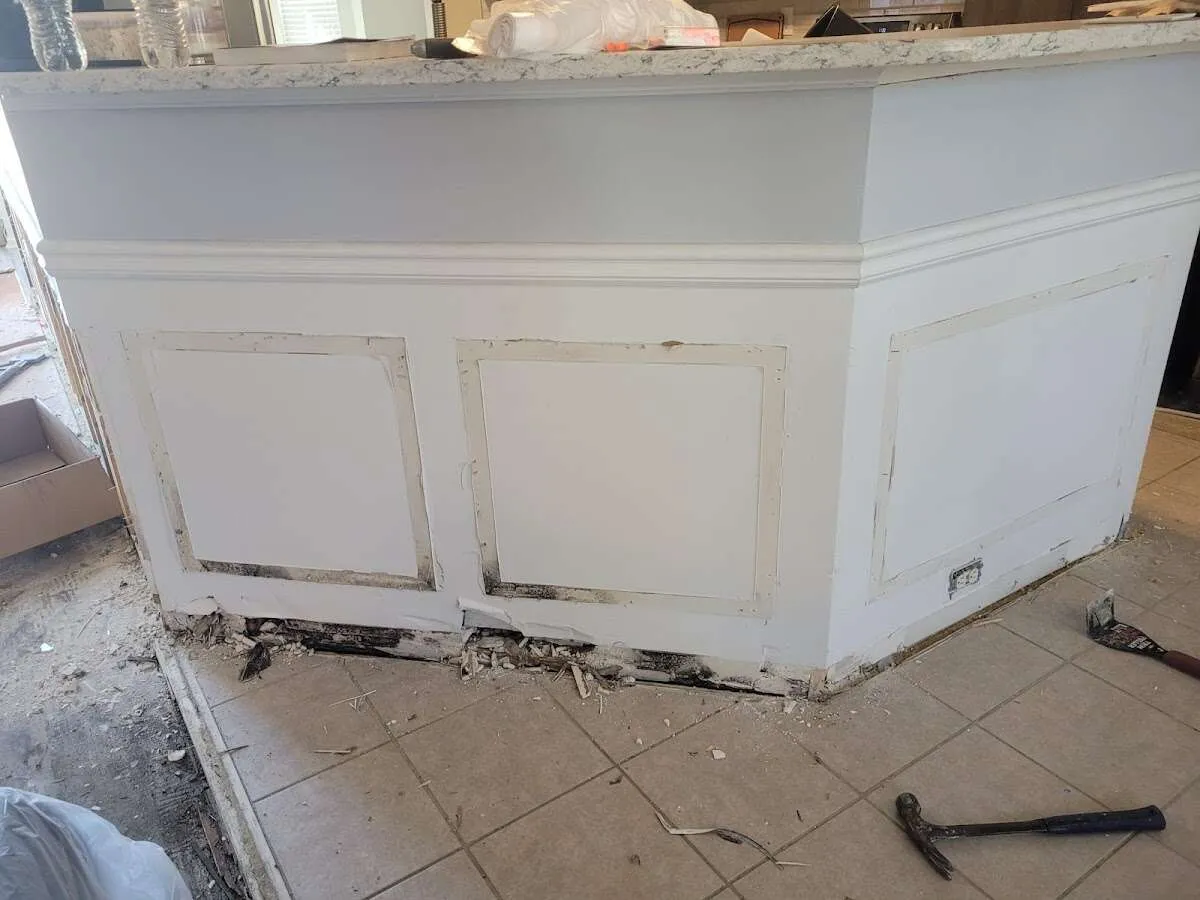 Water damage and mold on kitchen during Mold Inspection & Testing in Porters Neck